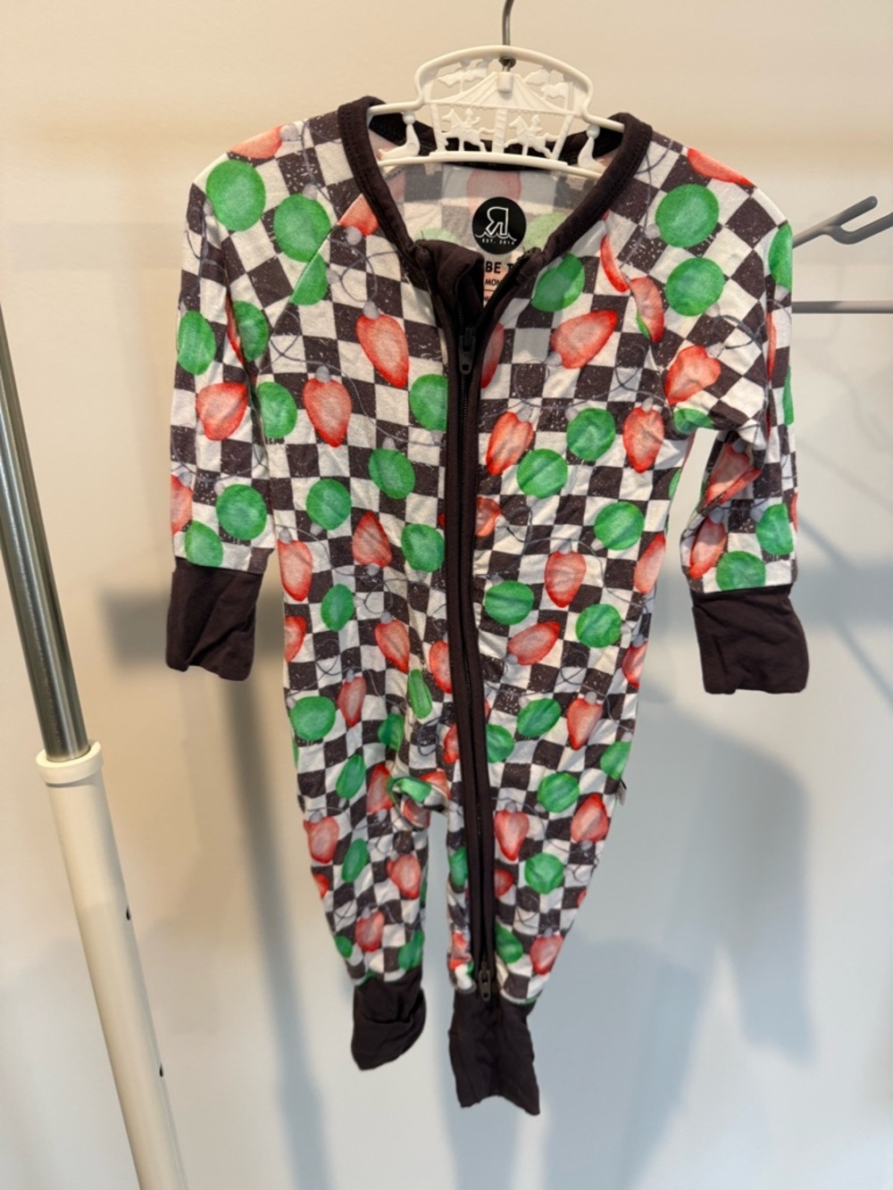 Checkers with red and green light bulbs holiday bamboo zippy